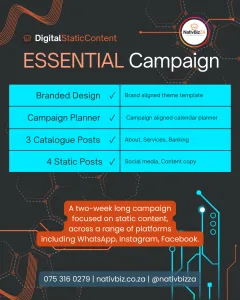 a black and orange advertisement